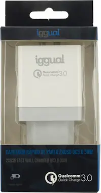 iggual iggual Cargador 2xUSB carga rápida QC3.0 30W iggual iggual Cargador 2xUSB carga rápida QC3.0 30W