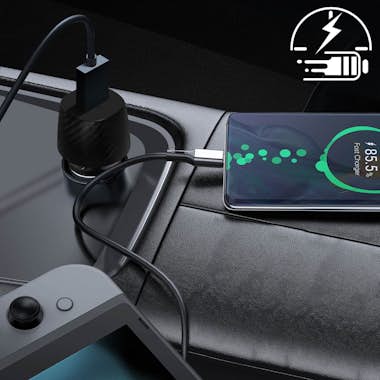 Avizar Cargador Coche USB Potencia 12W Acabado Carbono Di Avizar Cargador Coche USB Potencia 12W Acabado Carbono Di