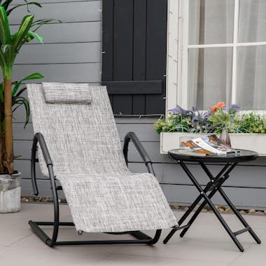 Outsunny Tumbona de Jardín Ergonómica con Reposacabezas Rep Outsunny Tumbona de Jardín Ergonómica con Reposacabezas Rep