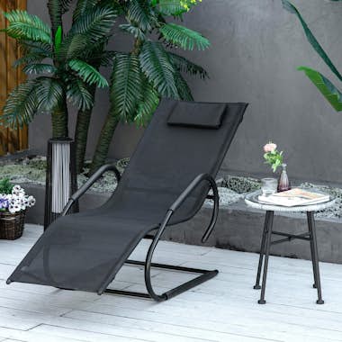 Outsunny Tumbona de Jardín Ergonómica con Reposacabezas Rep Outsunny Tumbona de Jardín Ergonómica con Reposacabezas Rep