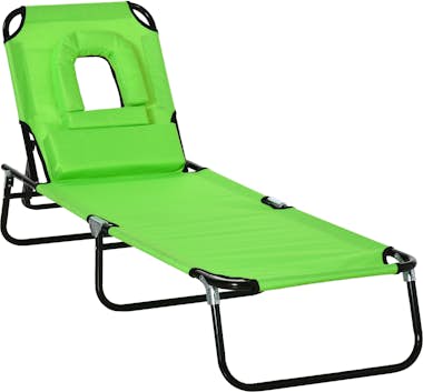 Outsunny Tumbona Plegable con Respaldo Ajustable en 4 Posic Outsunny Tumbona Plegable con Respaldo Ajustable en 4 Posic
