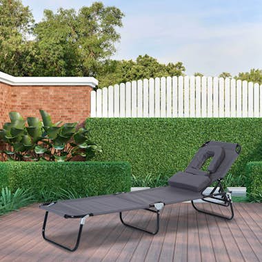Outsunny Tumbona Plegable con Respaldo Ajustable en 4 Posic Outsunny Tumbona Plegable con Respaldo Ajustable en 4 Posic