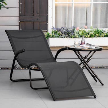 Outsunny Tumbona Plegable de Jardín con Reposabrazos Reposa Outsunny Tumbona Plegable de Jardín con Reposabrazos Reposa