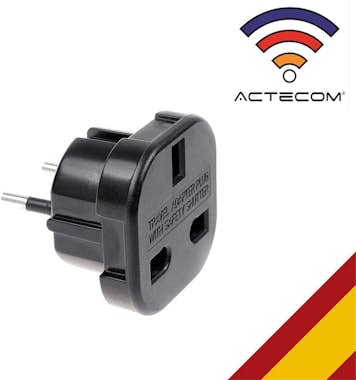 ACTECOM ADAPTADOR ENCHUFE UK INGLES REINO UNIDO A EUROPEO ACTECOM ADAPTADOR ENCHUFE UK INGLES REINO UNIDO A EUROPEO