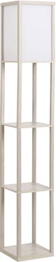 HOMCOM Lámpara de Pie de Madera con 3 Estantes de Almacen HOMCOM Lámpara de Pie de Madera con 3 Estantes de Almacen