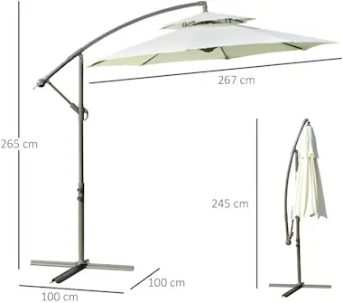 Outsunny Sombrilla de Jardín Ø267 cm Parasol Inclinable con Outsunny Sombrilla de Jardín Ø267 cm Parasol Inclinable con