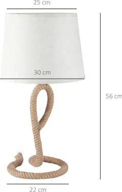 HOMCOM Lámpara de Mesa Rústica con Base de Metal y Cuerda HOMCOM Lámpara de Mesa Rústica con Base de Metal y Cuerda
