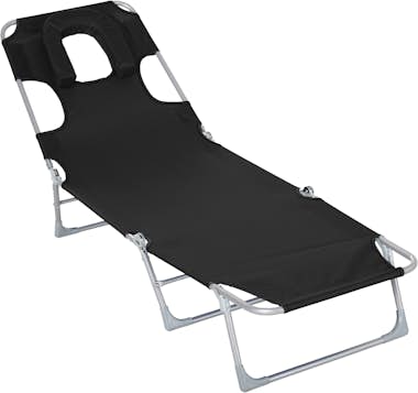 Outsunny Tumbona Reclinable y Plegable de Jardín con Orific Outsunny Tumbona Reclinable y Plegable de Jardín con Orific