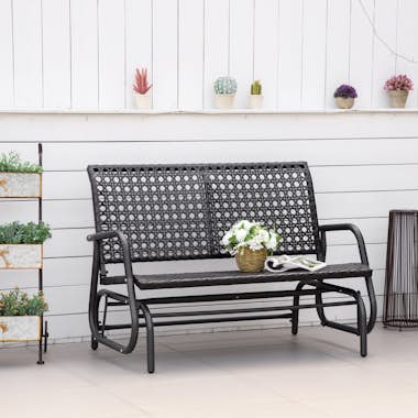 Outsunny Banco Balancín de Ratán de 2 Plazas Mecedora de Ja Outsunny Banco Balancín de Ratán de 2 Plazas Mecedora de Ja