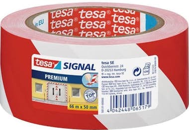tesa Cinta de advertencia - roja y blanca - 66 mx 50 mm tesa Cinta de advertencia - roja y blanca - 66 mx 50 mm