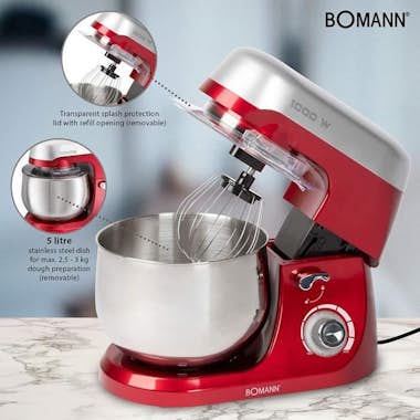 Bomann Bomann KM 6009 CB robot de cocina 1000 W 5 L Rojo