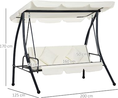 Outsunny Columpio Balancín Jardín de 3 Plazas Convertible e Outsunny Columpio Balancín Jardín de 3 Plazas Convertible e