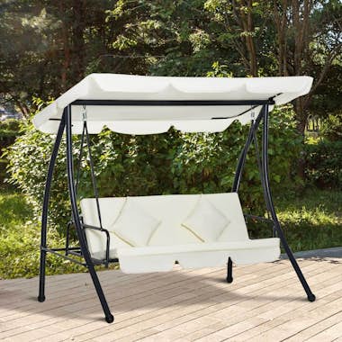 Outsunny Columpio Balancín Jardín de 3 Plazas Convertible e Outsunny Columpio Balancín Jardín de 3 Plazas Convertible e