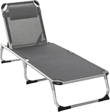 Outsunny Tumbona Plegable Reclinable con Reposacabezas Extr Outsunny Tumbona Plegable Reclinable con Reposacabezas Extr