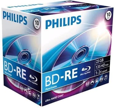 Philips BE2S2J10C 10 x BD-RE 25 GB (135 minutos) 1x 2x Philips BE2S2J10C 10 x BD-RE 25 GB (135 minutos) 1x 2x