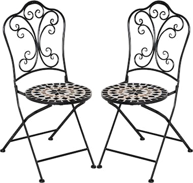 Outsunny Set de 2 Sillas Plegables de Mosaico Conjunto de S Outsunny Set de 2 Sillas Plegables de Mosaico Conjunto de S