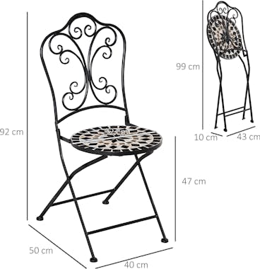 Outsunny Set de 2 Sillas Plegables de Mosaico Conjunto de S Outsunny Set de 2 Sillas Plegables de Mosaico Conjunto de S