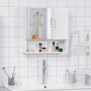 kleankin Armario de Baño con Espejo Mueble Colgante de Aseo kleankin Armario de Baño con Espejo Mueble Colgante de Aseo