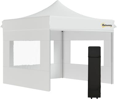 Outsunny Carpa Plegable 3x3 m con Altura Ajustable Cenador Outsunny Carpa Plegable 3x3 m con Altura Ajustable Cenador