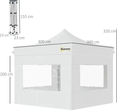 Outsunny Carpa Plegable 3x3 m con Altura Ajustable Cenador Outsunny Carpa Plegable 3x3 m con Altura Ajustable Cenador