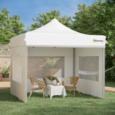 Outsunny Carpa Plegable 3x3 m con Altura Ajustable Cenador Outsunny Carpa Plegable 3x3 m con Altura Ajustable Cenador
