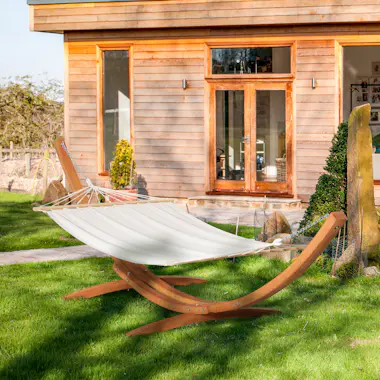 Outsunny Hamaca con Soporte de Madera Hamaca de Jardín Colg Outsunny Hamaca con Soporte de Madera Hamaca de Jardín Colg