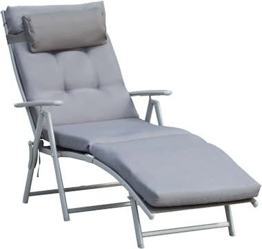 Outsunny Tumbona Plegable de Jardín con Respaldo Ajustable Outsunny Tumbona Plegable de Jardín con Respaldo Ajustable