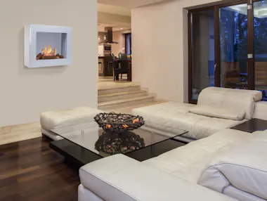 Purline Chimenea de etanol de suelo o pared de color gris Purline Chimenea de etanol de suelo o pared de color gris