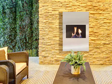 Purline Chimenea de etanol, diseño mural de diseño alargad Purline Chimenea de etanol, diseño mural de diseño alargad