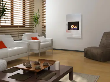 Purline Chimenea de etanol, diseño mural de diseño alargad Purline Chimenea de etanol, diseño mural de diseño alargad