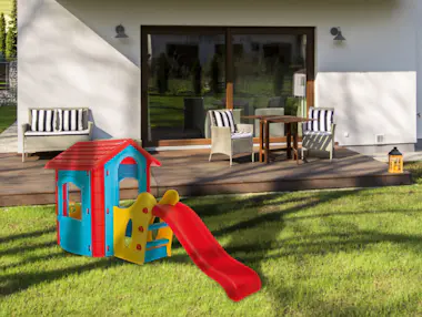pilsan Caseta infantil de plástico con tobogán HAPPY HOUS pilsan Caseta infantil de plástico con tobogán HAPPY HOUS