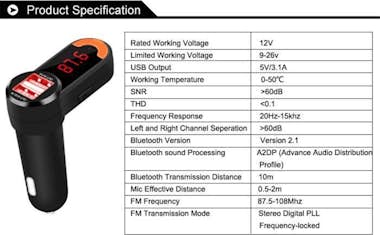 High-Tech & Bien-Etre Cargador de coche Multifunción Bluetooth Puertos U High-Tech & Bien-Etre Cargador de coche Multifunción Bluetooth Puertos U