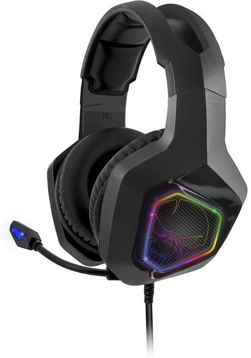 spirit of gamer - elite-h50 - auriculares gamer full black - polipiel - led rgb - jack 35mm multipl