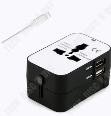 Tech DISCOUNT Adaptador TD® Toma multifunción borde negro blanco Tech DISCOUNT Adaptador TD® Toma multifunción borde negro blanco