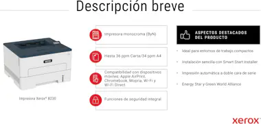 Xerox Xerox B230 A4 34 ppm Impresora inalámbrica a doble Xerox Xerox B230 A4 34 ppm Impresora inalámbrica a doble