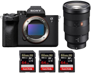 Sony A7 IV + FE 24-70mm f/2.8 GM + 3 SanDisk 64GB Extre