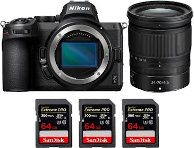Nikon Z5 + Z 24-70mm f/4 S + 3 SanDisk 64GB Extreme PRO Nikon Z5 + Z 24-70mm f/4 S + 3 SanDisk 64GB Extreme PRO