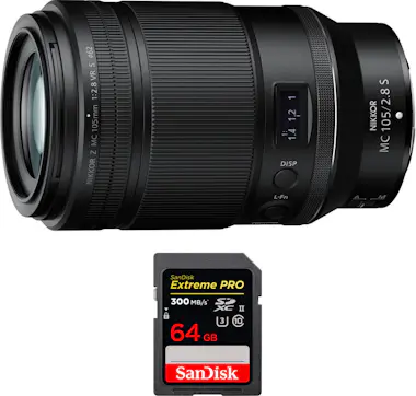 Nikon Z MC 105mm f/2.8 VR S Macro + 1 SanDisk 64GB UHS-I Nikon Z MC 105mm f/2.8 VR S Macro + 1 SanDisk 64GB UHS-I