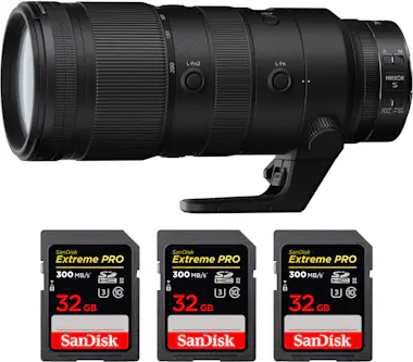 Nikon Z 70-200mm f/2.8 VR S + 3 SanDisk 32GB UHS-II 300 Nikon Z 70-200mm f/2.8 VR S + 3 SanDisk 32GB UHS-II 300