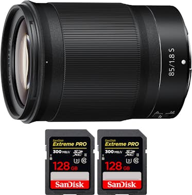 Nikon Z 85mm f/1.8 S + 2 SanDisk 128GB UHS-II 300 MB/s + Nikon Z 85mm f/1.8 S + 2 SanDisk 128GB UHS-II 300 MB/s +