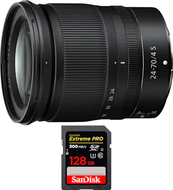 Nikon Z 24-70mm f/4 S + 1 SanDisk 128GB UHS-II 300 MB/s Nikon Z 24-70mm f/4 S + 1 SanDisk 128GB UHS-II 300 MB/s