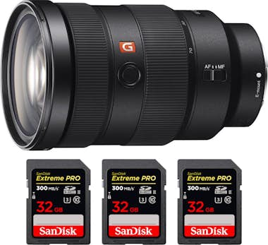 Sony FE 24-70mm f/2.8 GM + 3 SanDisk 32GB Extreme PRO U Sony FE 24-70mm f/2.8 GM + 3 SanDisk 32GB Extreme PRO U
