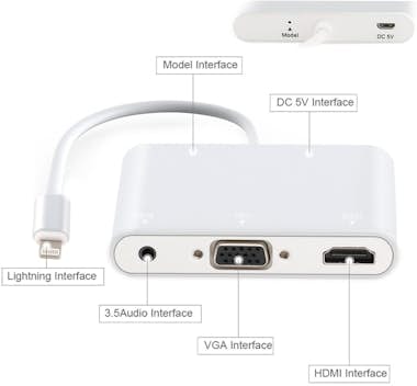 Multi4you Adaptador Lightning para HDMI / VGA con Áudio y Al Multi4you Adaptador Lightning para HDMI / VGA con Áudio y Al