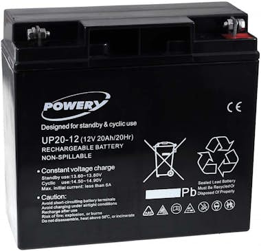 POWERY Batería de GEL UP20-12 12V 20Ah (Reemplaza también POWERY Batería de GEL UP20-12 12V 20Ah (Reemplaza también