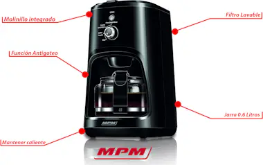 MPM MKW-04 Cafetera de Goteo con Molinillo Café Integr MPM MKW-04 Cafetera de Goteo con Molinillo Café Integr