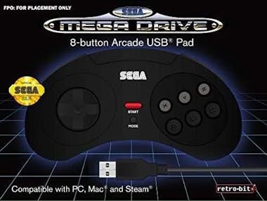 Just for Games Retrobit SEGA Mega Drive controlador con cable neg Just for Games Retrobit SEGA Mega Drive controlador con cable neg