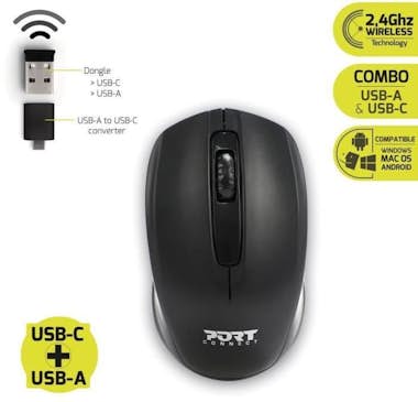 Port Designs Mochila para portátil + ratón inalámbrico USB A y Port Designs Mochila para portátil + ratón inalámbrico USB A y