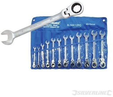 SILVERLiNE Juego de 12 llaves combinadas con carraca con inc… SILVERLiNE Juego de 12 llaves combinadas con carraca con inc…