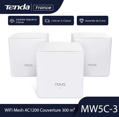 Tenda WiFi Mesh AC1200 Cobertura 300 m²-Pack Nova MW5C-3 Tenda WiFi Mesh AC1200 Cobertura 300 m²-Pack Nova MW5C-3