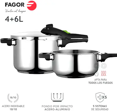 Fagor FAGOR Rapid Xpress 6/4 Olla a Presión 6 + 4 Litros Fagor FAGOR Rapid Xpress 6/4 Olla a Presión 6 + 4 Litros